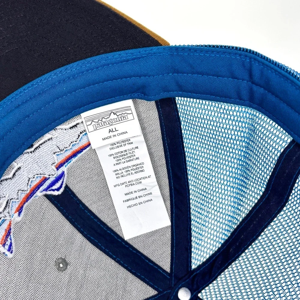 NEW Patagonia Fitz Roy Trout Trucker Hat Gray Blue Snapback NWT One Size Cap